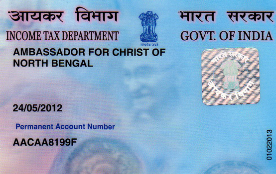 PAN Card- Ambassador For Christ of North Bengal, Siliguri